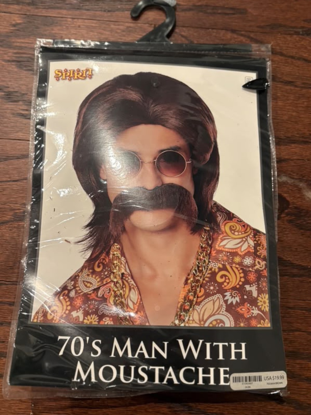 Spirit Men's 70s Costume Set - Brown Hair with Black Moustache